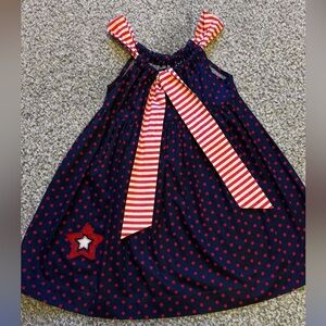 Elegant Navy and Red Starry Kids Formal Dress